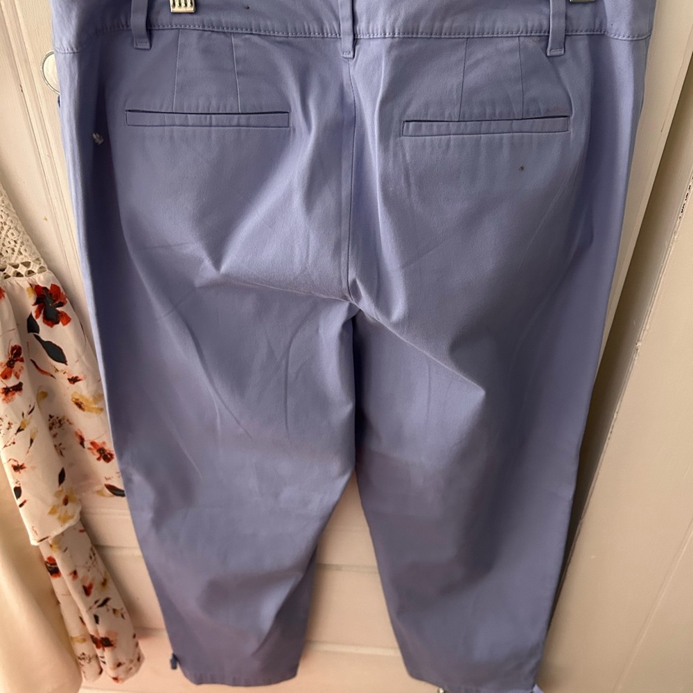 NWOT TALBOTS Straight-Leg Pants, Light Blue with Zipper Front, Belt Loops, pkts - Picture 7 of 8